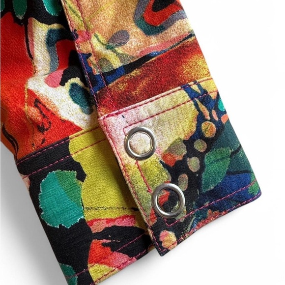 Chico's multi-coloured butterfly print button-up shirt size 0 #fairycore - Picture 3 of 10